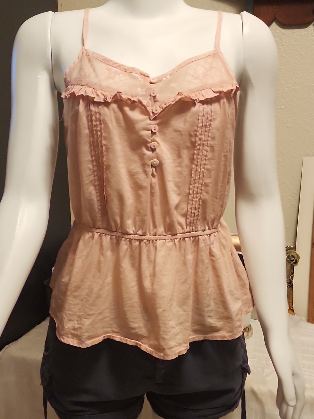 Kirra Blush Pink Ruffled Button-Front Camisole